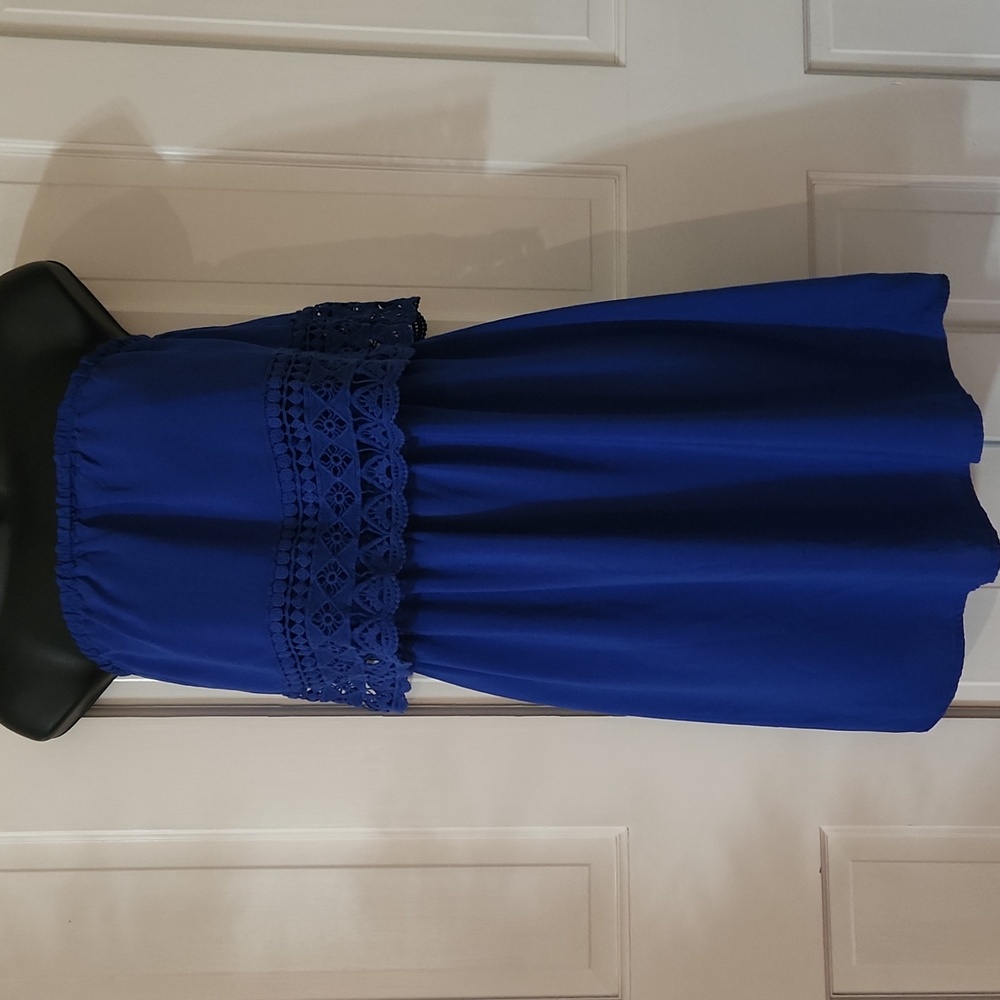 Strapless Blue Dress Lace Detail - Womens Size: L - Brand: Xhilaration